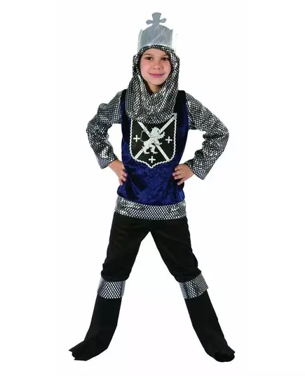 Midnattsblå riddarmaskeraddräkt för pojkar, Storlek: 4-6 år (110-120 cm)
