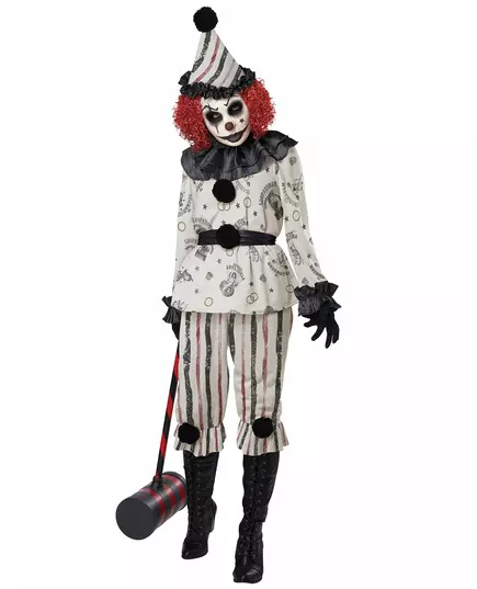 Lyxig kuslig clownmaskeraddräkt för vuxen, Storlek: Large