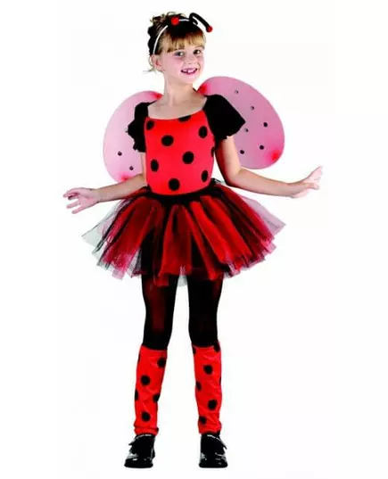 Röd nyckelpigemaskeraddräkt med tutu flicka, Storlek: 4-6 år (110-120 cm)
