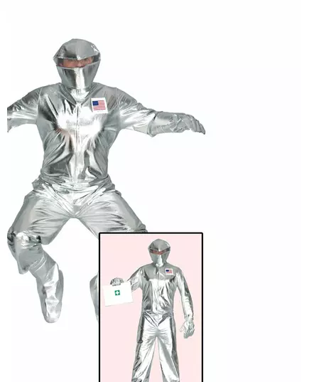 Silverfärgad astronautmaskeraddräkt vuxen