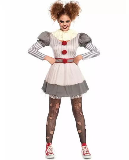 Maskeraddräkt creepy clown dam, Storlek: Small/Medium (38-40)