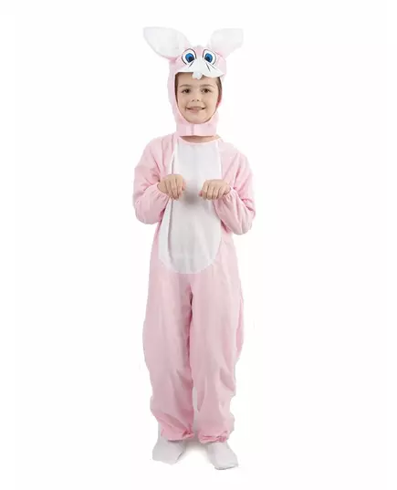 Rosa kaninmaskeraddräkt med jumpsuit barn, Storlek: 7-9 år (120-130 cm)