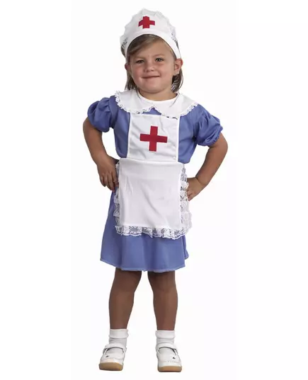 Blå sjuksköterskemaskeraddräkt flicka, Storlek: 3-4 år (92-104 cm)