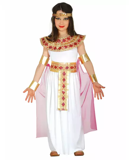 Rosa och guldfärgad egyptisk maskeraddräkt flicka, Storlek: 5-6 år (110-115 cm)
