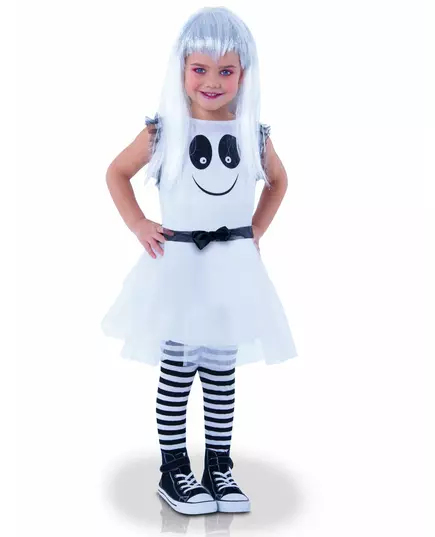 Spökmaskeraddräkt med rörliga ögon för flickor, Storlek: 3-4 år (90 till 104 cm)