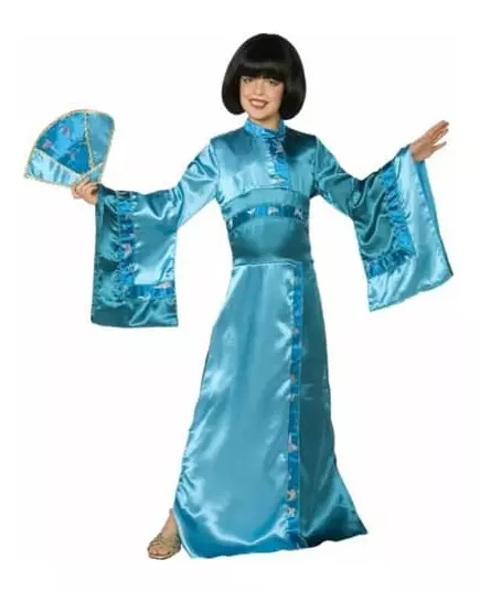 Blå geisha-maskeraddräkt flicka