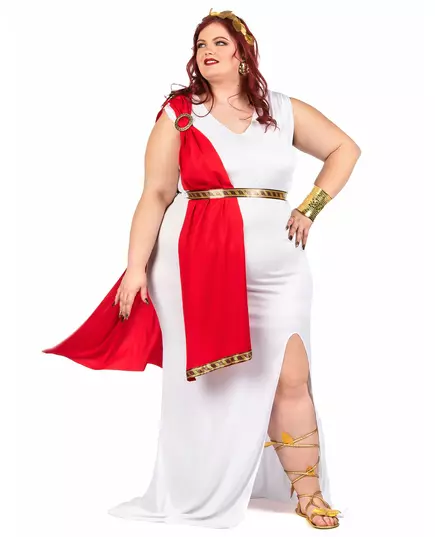 Romersk gudinnemaskeraddräkt i plus size med drapering för dam