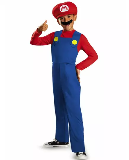 Mario™-maskeraddräkt med jumpsuit barn, Storlek: 5-6 år (109 - 126 cm)