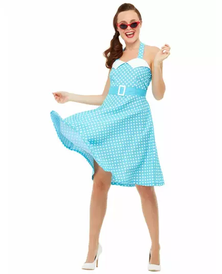 Blå retro pinup-maskeraddräkt dam