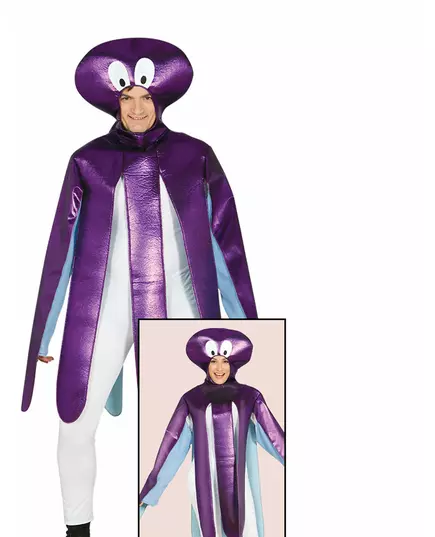 Lila bläckfiskmaskeraddräkt vuxen