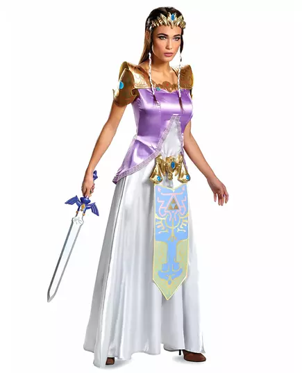 Lyxig prinsessan Zelda-maskeraddräkt för damer, Storlek: Medium