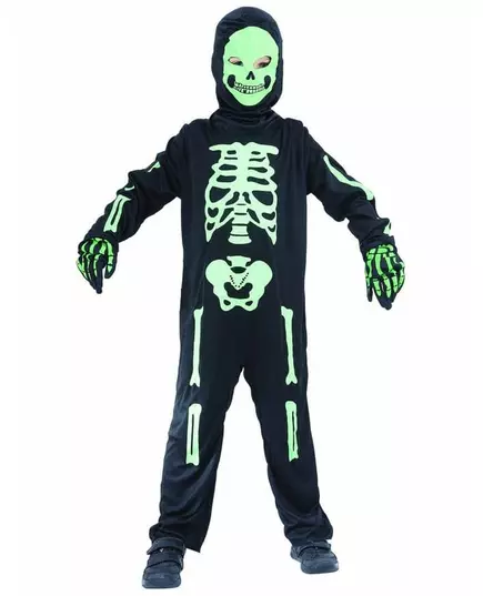 Grön skelettmaskeraddräkt barn, Storlek: 4-6 år (110-120 cm)