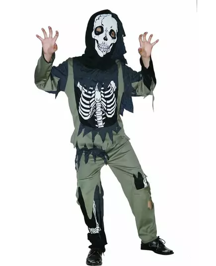 Skelettzombie-maskeraddräkt barn, Storlek: 4-6 år (110-120 cm)