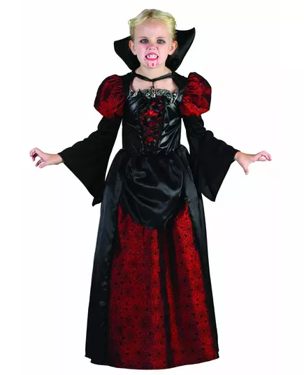 Vampyrmaskeraddräkt med puffärmar flicka, Storlek: 4-6 år (110-120 cm)