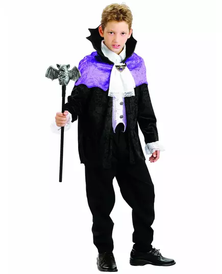 Svart och lila vampyrmaskeraddräkt pojke, Storlek: 10-12 år(130-140 cm)