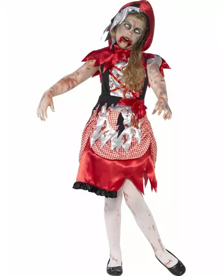 Maskeraddräkt som zombierödluvan för flicka, Storlek: 4-6 år (115/128 cm)