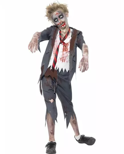 Skolpojkezombiemaskeraddräkt för Halloween, Storlek: 7-9 år (130/143 cm)