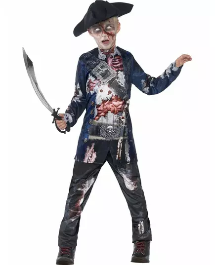 Zombiepirat-maskeraddräkt pojke Halloween, Storlek: 4-6 år (115/128 cm)