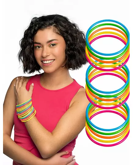 15 fluorescerande flerfärgade armband