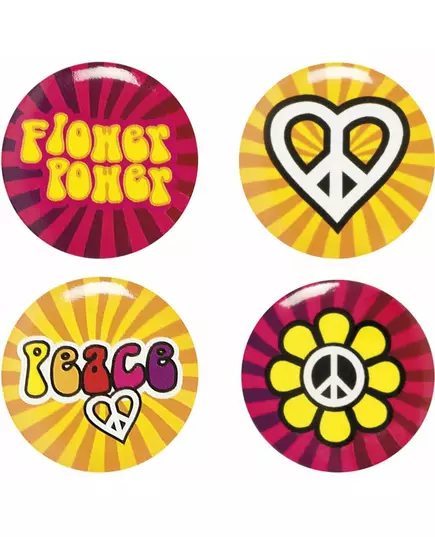 4 hippie Flower Power-pins