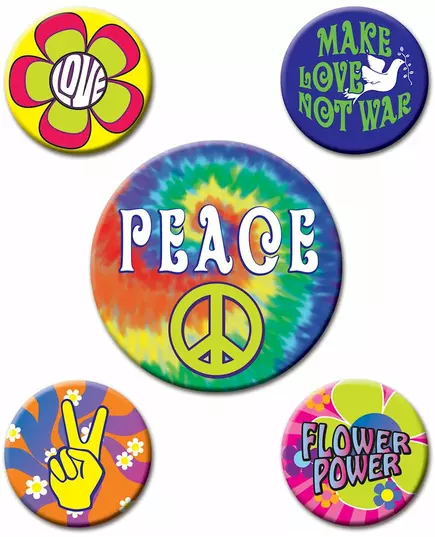 5 hippieemblem 60-tal 3,5 till 6 cm