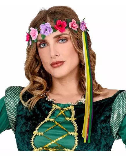 Mångfärgad blomsterhårkrans för hippieälva