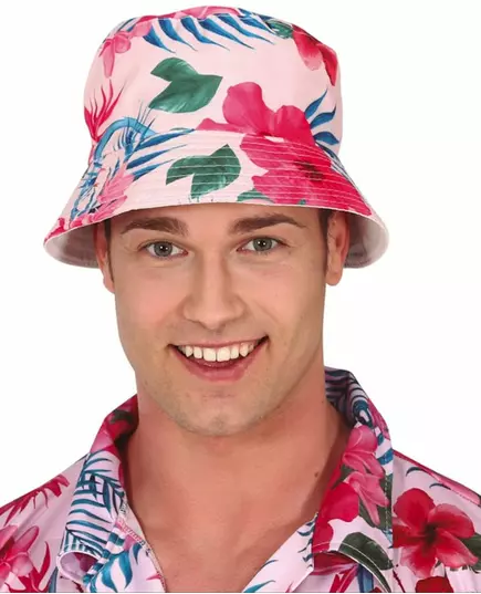 Hawaiisk blom- och flamingomönstrad bob vuxen