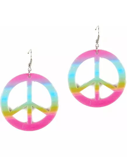 Flerfärgade peace- och love-örhängen i plast vuxen