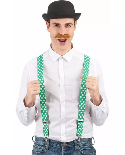 Gröna hängslen med vita klöver Saint Patrick