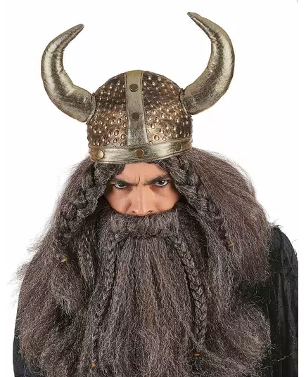 Mjuk metallicfärgad vikingahjälm vuxen