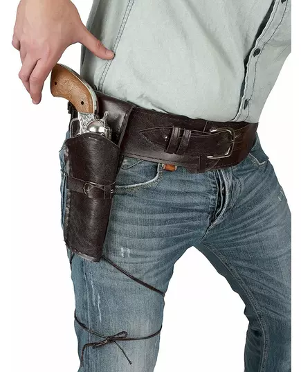 Svart eller brun cowboybälte med hölster vuxen