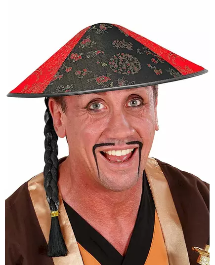 Kinesisk hatt med svart fläta