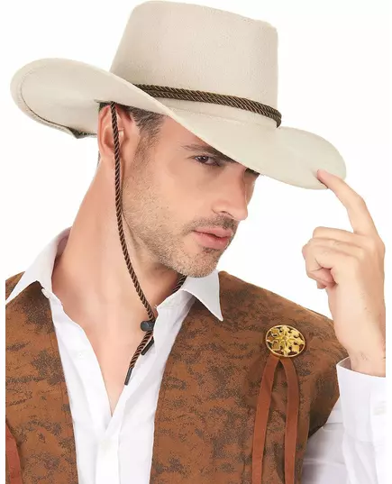 Lyxig beige cowboyhatt i mocka vuxen