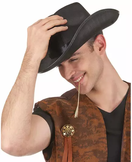 Svart cowboyhatt för vuxen