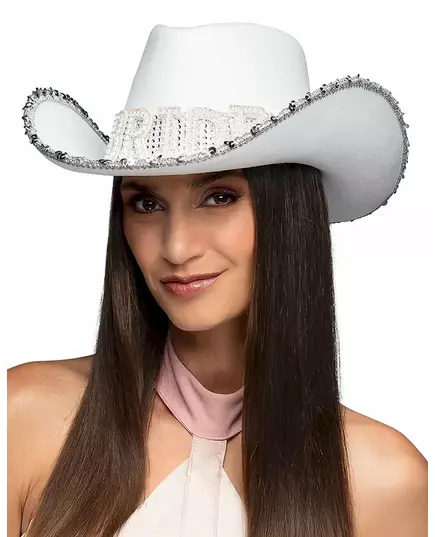 Cowboyhatt med strass Bride för vuxen