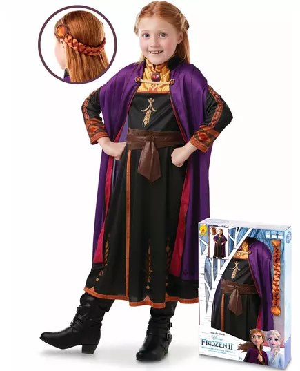 Maskeraddräkt och fläta Anna Frost 2™ flicka, Storlek: 3-4 år (90 till 104 cm)