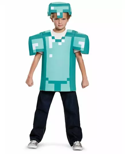 Minecraft™-rustningsmaskeraddräkt för barn, Storlek: 7-8 år (124 - 136 cm)