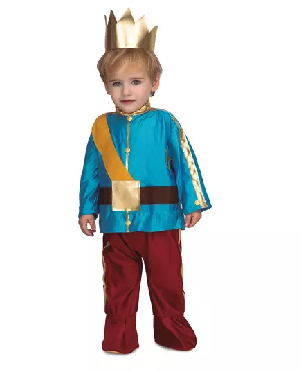 Blå prinsmaskeraddräkt med krona baby