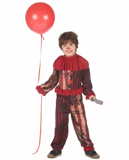 Skrämmande röd clownmaskeraddräkt för pojkar, Storlek: 10-12 år(130-140 cm)