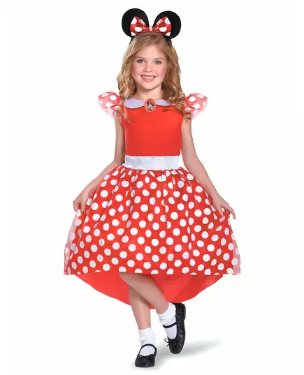 Klassisk röd Minnie Mouse™-maskeraddräkt för flickor, Storlek: 5-6 år (109 - 126 cm)
