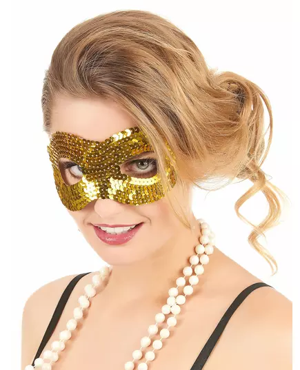 Gyllene paljettmask för vuxen