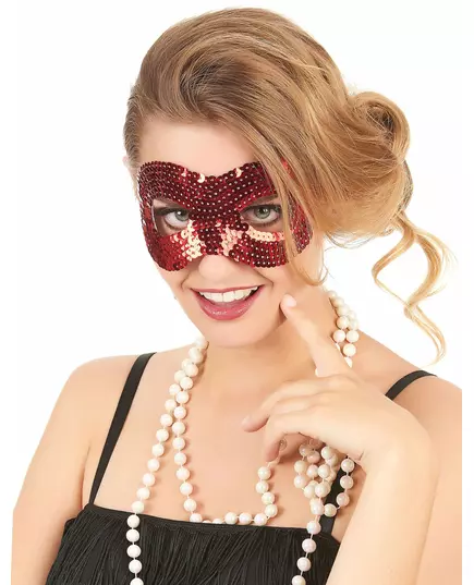 Mask med röda paljetter vuxen