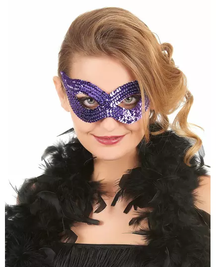 Lila venetiansk mask med paljetter vuxen