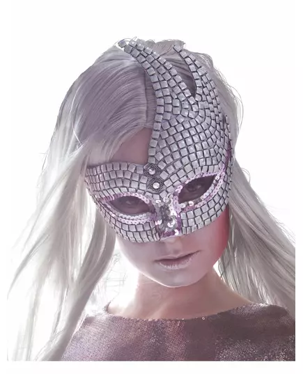 Glänsande silverfärgad venetiansk mask vuxen