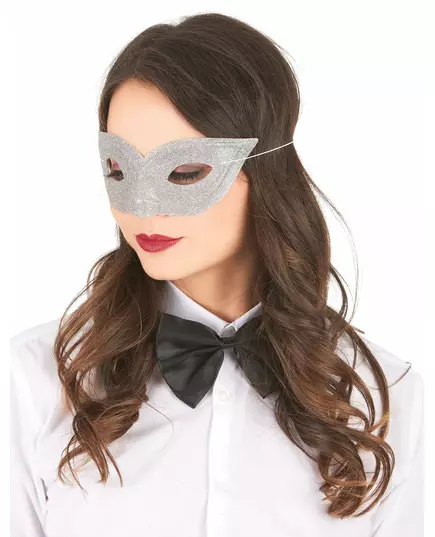 Venetiansk vargmask med silverglitter vuxen