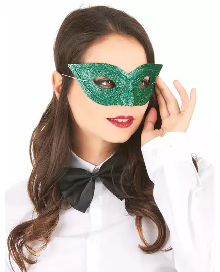 Glittrig venetiansk mask grön vuxen