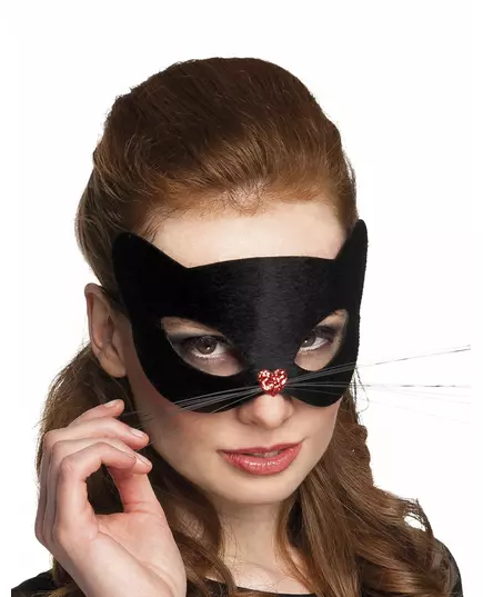 Svart kattmask med hjärtnäsa dam