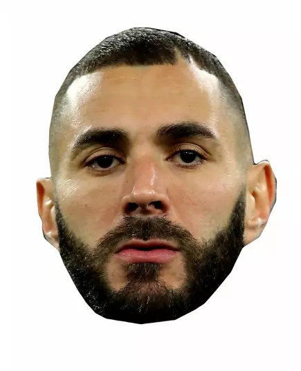 Karim Benzema-mask i kartong