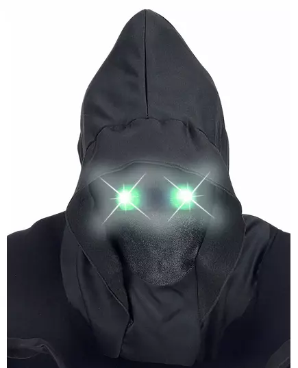 Heltäckande huvmask med osynligt ansikte och lysande gröna ögon för vuxen