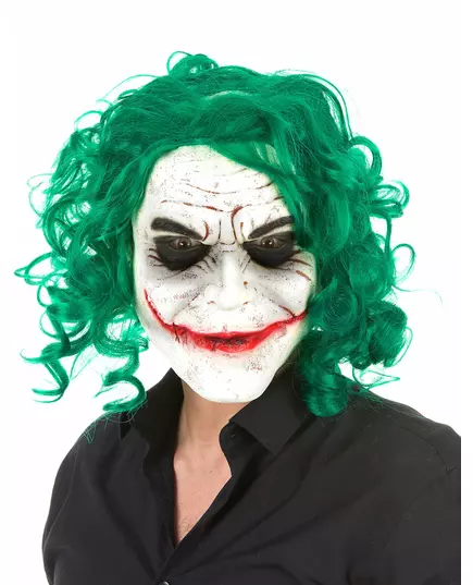 Psykopatisk harlekinlatexmask vuxen Halloween